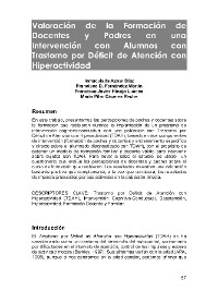 Valoración de la formación de docentes y padres en una intervención con alumnos con trastorno por déficit de atención con hiperactividad